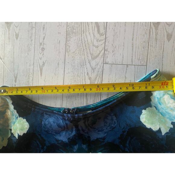 Teeze Me Floral 2pc Halter Top & High Low Skirt Set Blue Roses Formal Prom Dress - Picture 10 of 12